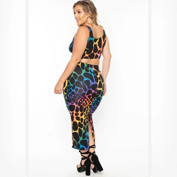 NEW NWOT CurvySense Plus Size Sophie Rainbow Tank & Long Skirt Size 3XL - Picture 3 of 6